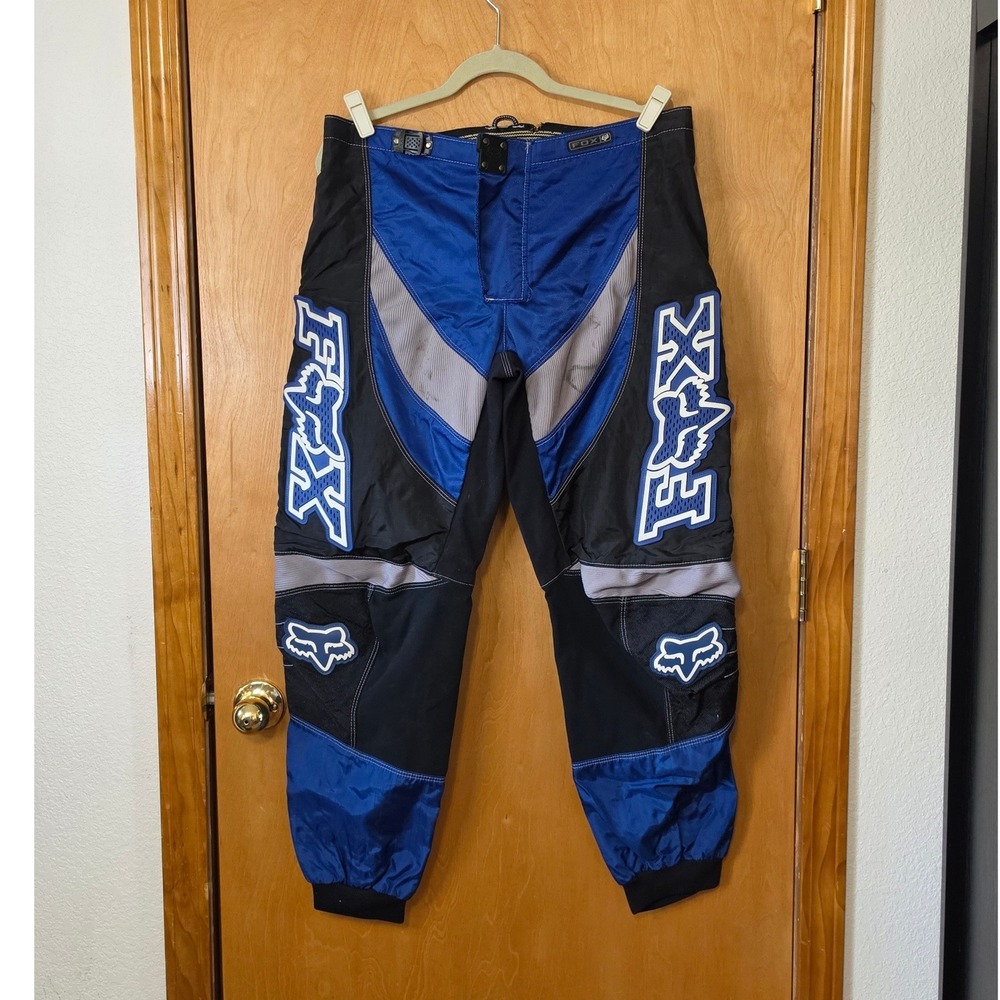 Fox Racing Motocross Pants Blue Black Grey MX Riding Gear Mens Size 36